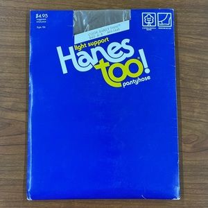 Vintage 1990 Hanes Light Support Pantyhose Reinforced Toe Barely There A-B